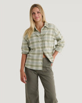Women's Seawool Oversized Flannel - Plaid Oil Green