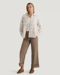Women's Seawool Oversized Flannel - Plaid Sea Salt