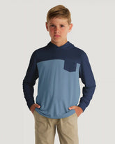 Youth Colorblock Bamboo Shade Hoodie - True Navy / Blue Fog