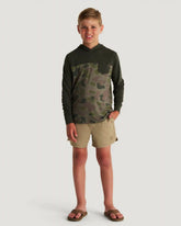 Youth Colorblock Bamboo Shade Hoodie - Dark Forest / Vintage Camo Oil Green