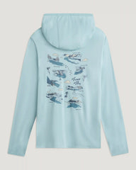 Men's Bamboo Lightweight Graphic Hoodie - Trout Bum Ocean Mist