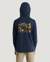 Youth Bamboo Shade Graphic Hoodie - Go Your Own Way True Navy