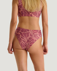Women's Wavebound High Waisted Bikini Bottom - Cosmic Bloom Plum