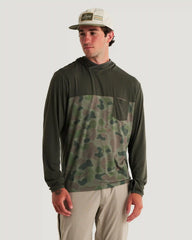 Men's Bamboo Hybrid Hoodie - Dark Forest / Vintage Camo Oil Green