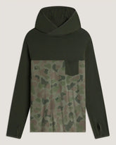 Men's Bamboo Hybrid Hoodie - Dark Forest / Vintage Camo Oil Green