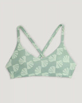 Women's Wavebound Cross-Tie Bikini Top - Sea Scallop Print Ocean Mist
