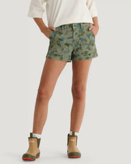 Women's Folly Twill Short - Watercolor Camo Oil Green
