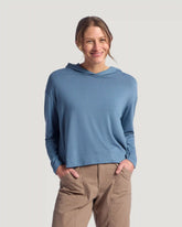 Women's Bamboo Shade Crossover Hoodie - Pacific Blue