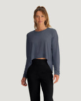Women's Bamboo Lightweight Cropped Long Sleeve - Storm Cloud