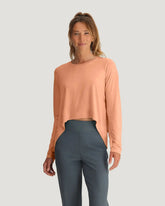 Women's Bamboo Lightweight Cropped Long Sleeve - Coral Peach
