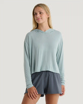 Women's Bamboo Lightweight Cropped Hoodie - Ocean Mist