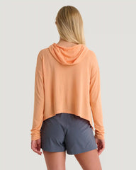 Women's Bamboo Lightweight Cropped Hoodie - Coral Peach