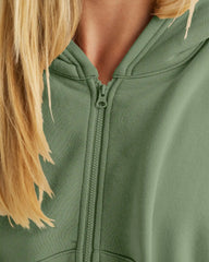 Women's Bamboo Northcoast Fleece Full Zip Hoodie - Heather Olivine