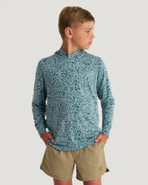 Youth Bamboo Shade Hoodie - Drifter Print Sea Pine