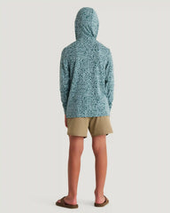 Youth Bamboo Shade Hoodie - Drifter Print Sea Pine