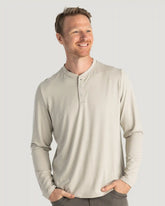 Men's Bamboo Flex Long Sleeve Henley - Sandstone