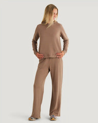 Women's Bamboo Lightweight Fleece Cropped Hoodie - Fossil