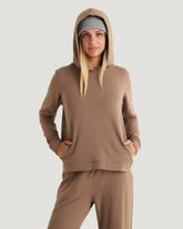 Women's Bamboo Lightweight Fleece Cropped Hoodie - Fossil