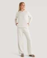 Women's Bamboo Lightweight Fleece Cropped Hoodie - Off White Heather