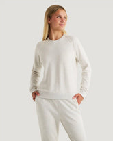 Women's Bamboo Lightweight Fleece Crew - Off White Heather