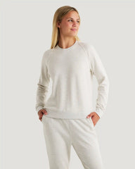 Women's Bamboo Lightweight Fleece Crew - Off White Heather