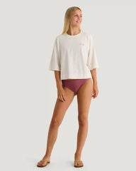 Women's Lucky Lei Oversized Cropped Tee - Bone