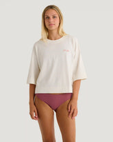 Women's Lucky Lei Oversized Cropped Tee - Bone