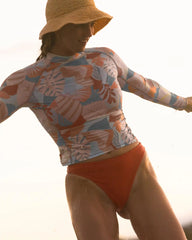 Women's Offshore Rash Guard - Calypso Print Light Coral