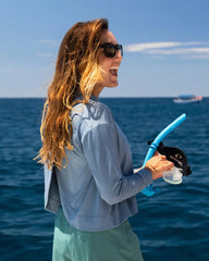 Women's Bamboo Shade Crossover Hoodie - Pacific Blue