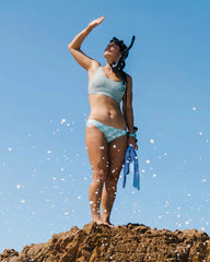 Women's Wavebound Bikini Bottom - Sea Scallop Print Ocean Mist