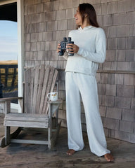 Women's Bamboo Lightweight Fleece Wide Leg Pant - Off White Heather