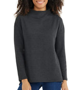 Women's Bamboo Thermal Fleece Mockneck - Heather Black