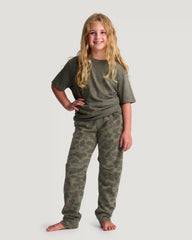 Youth Fleece Jogger - Vintage Camo Oil Green