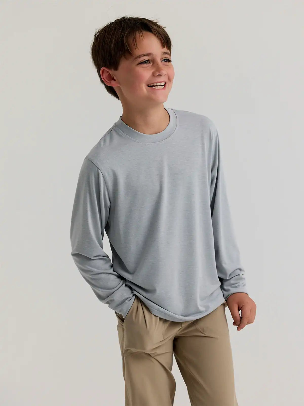 Youth Bamboo Shade Long Sleeve - Heather Aspen Grey