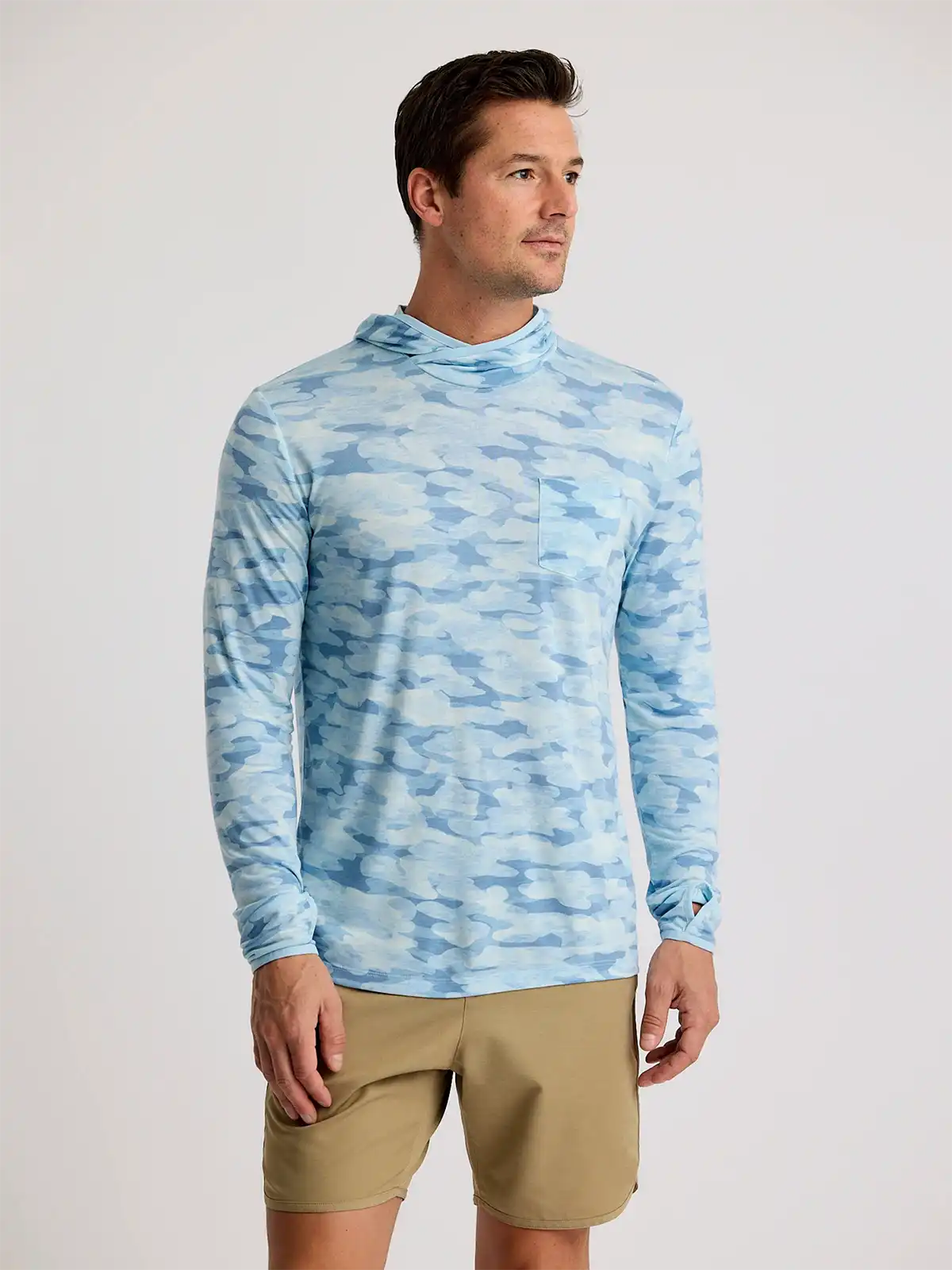 Men's Bamboo Lightweight Hoodie - Seasmoke Camo Surf Blue