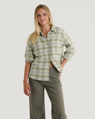 Women's Seawool Oversized Flannel - Plaid Oil Green