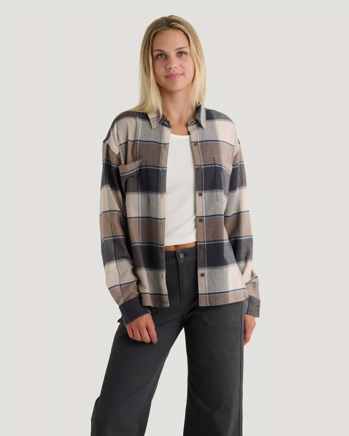 Women's Seawool Oversized Flannel - Plaid Anthracite