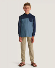 Youth Colorblock Bamboo Shade Hoodie - True Navy / Blue Fog