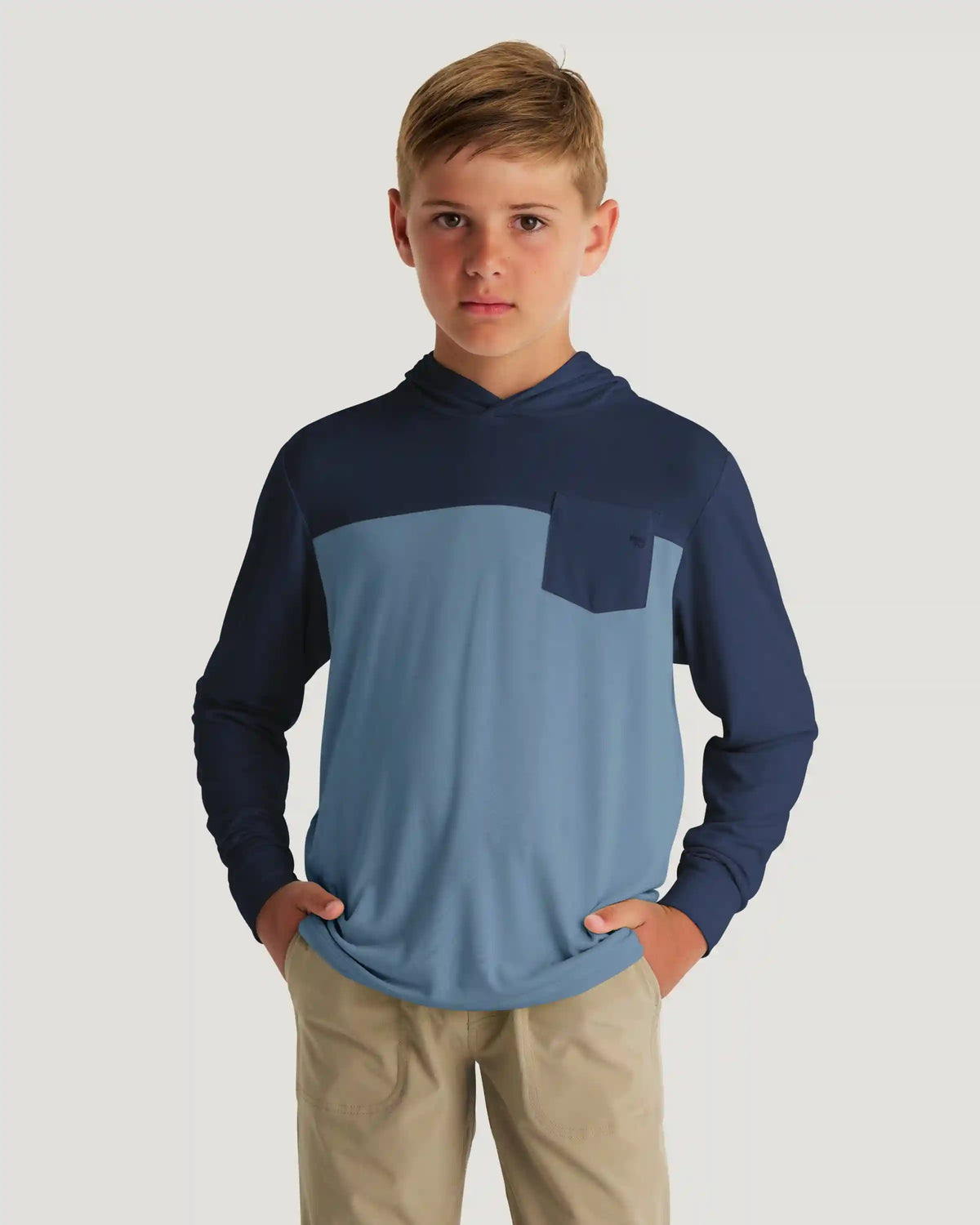 Youth Colorblock Bamboo Shade Hoodie - True Navy / Blue Fog