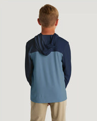 Youth Colorblock Bamboo Shade Hoodie - True Navy / Blue Fog