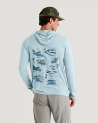 Men's Bamboo Lightweight Graphic Hoodie - Trout Bum Ocean Mist