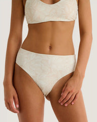 Women's Wavebound High Waisted Bikini Bottom - Nolia Floral Print Stone