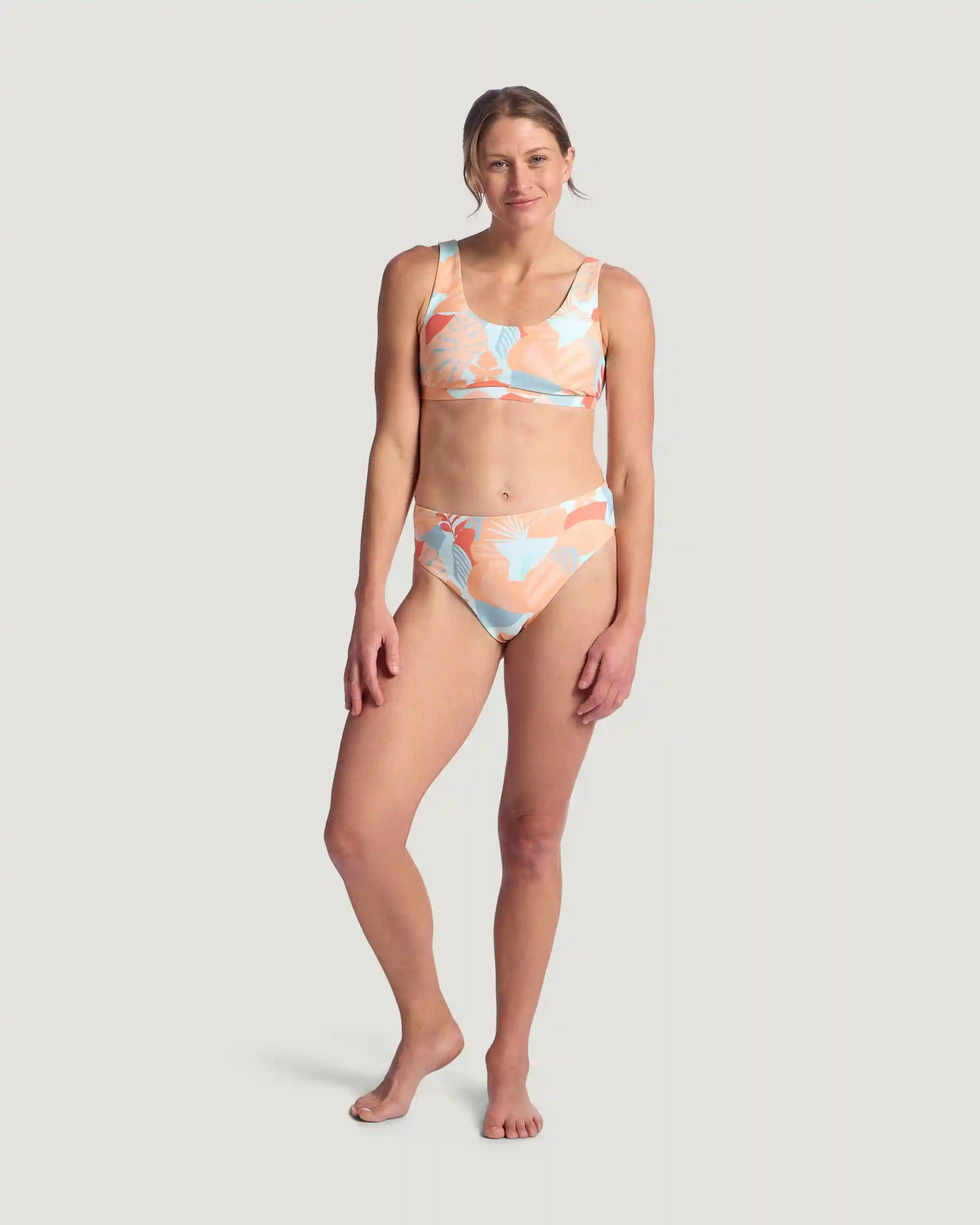 Women's Wavebound High Waisted Bikini Bottom - Calypso Print Light Coral