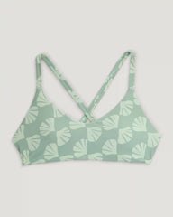 Women's Wavebound Cross-Tie Bikini Top - Sea Scallop Print Ocean Mist