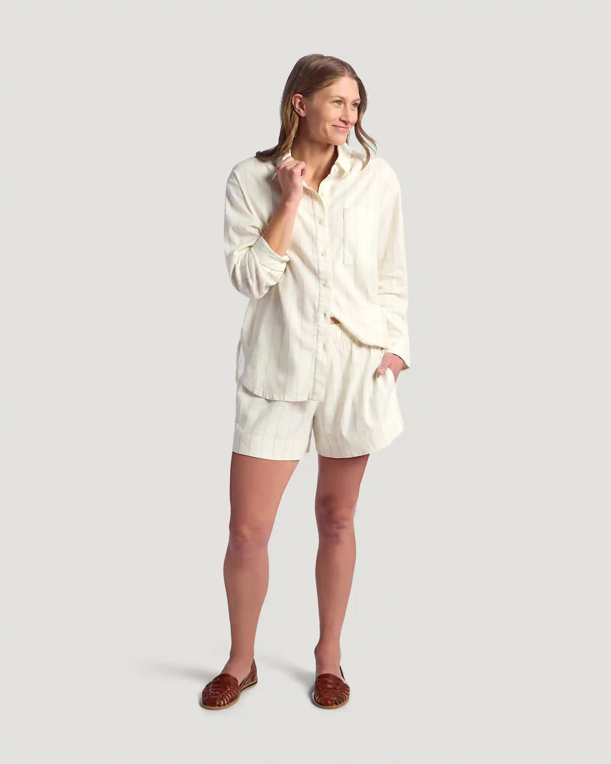 Women's Sullivan's Shirt - Dash Vertical Stripe Sea Salt