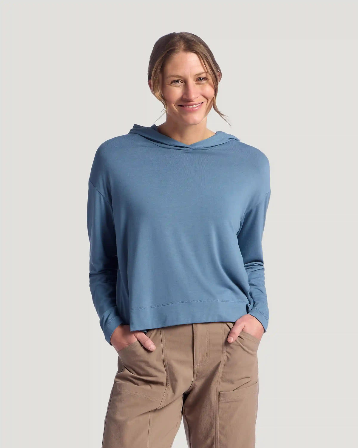 Women's Bamboo Shade Crossover Hoodie - Pacific Blue