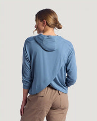 Women's Bamboo Shade Crossover Hoodie - Pacific Blue