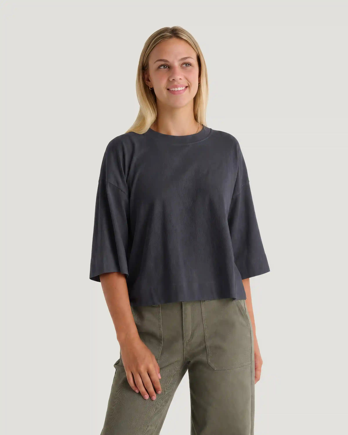 Women's Heavyweight Cotton Cropped Tee - Anthracite