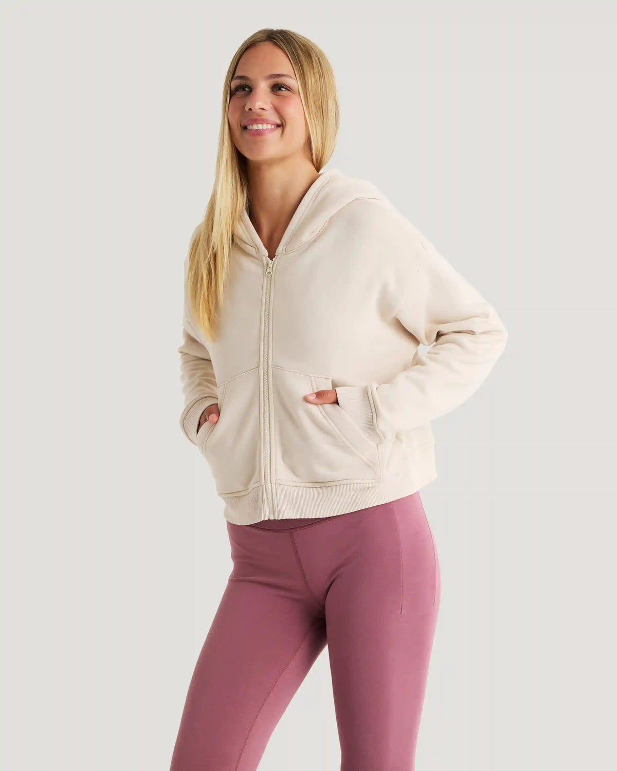 Women's Bamboo Northcoast Fleece Full Zip Hoodie - Stone