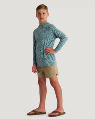Youth Bamboo Shade Hoodie - Drifter Print Sea Pine
